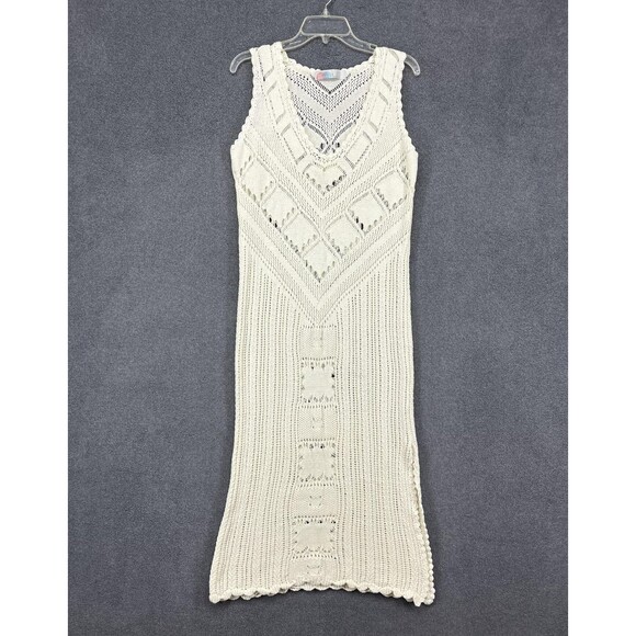 Free People Dresses & Skirts - Free People FP Beach Dress Womens Small White Crochet Knit Maxi Boho‎ Sleeveless